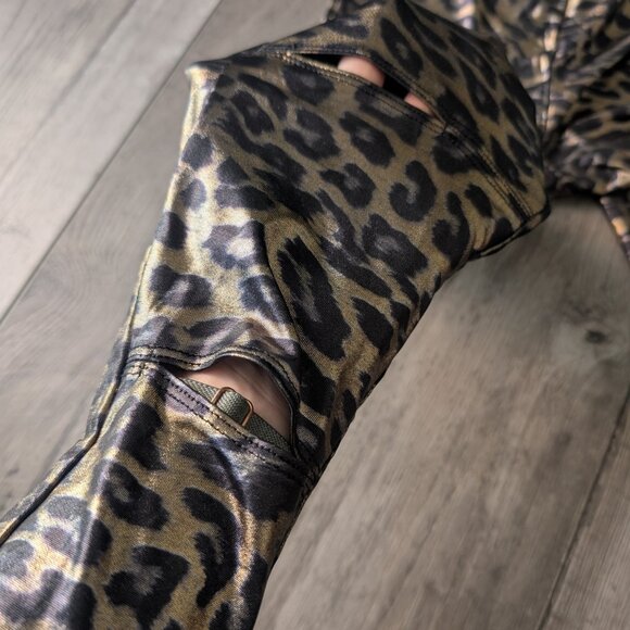 MAAC London, Metallic Leopard Print Cutout Leggings, Size Small - Picture 8 of 10